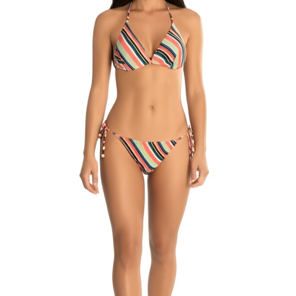 NWT SIZE S** Shoshanna Metalic Stripe Bikini Set Halter Style